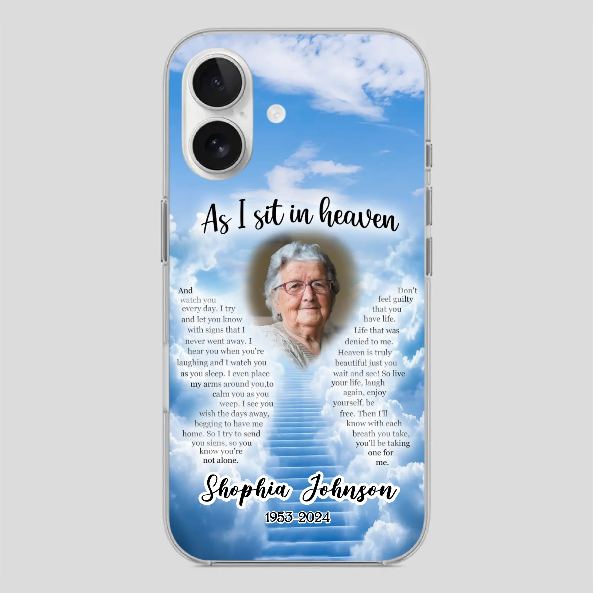 Personalized Grandpa “As I Sit In Heaven” Phone Case – A Hug From Above - 89Prints