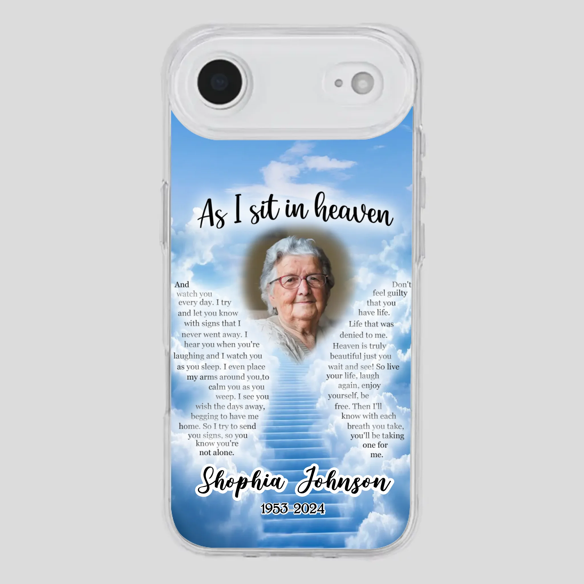 Personalized Grandpa “As I Sit In Heaven” Phone Case – A Hug From Above - 89Prints