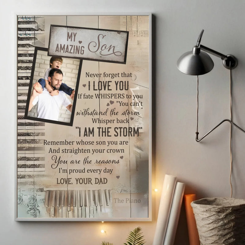 Empowering Personalized Poster for Your Son – Strength, Courage & Love - 89Prints
