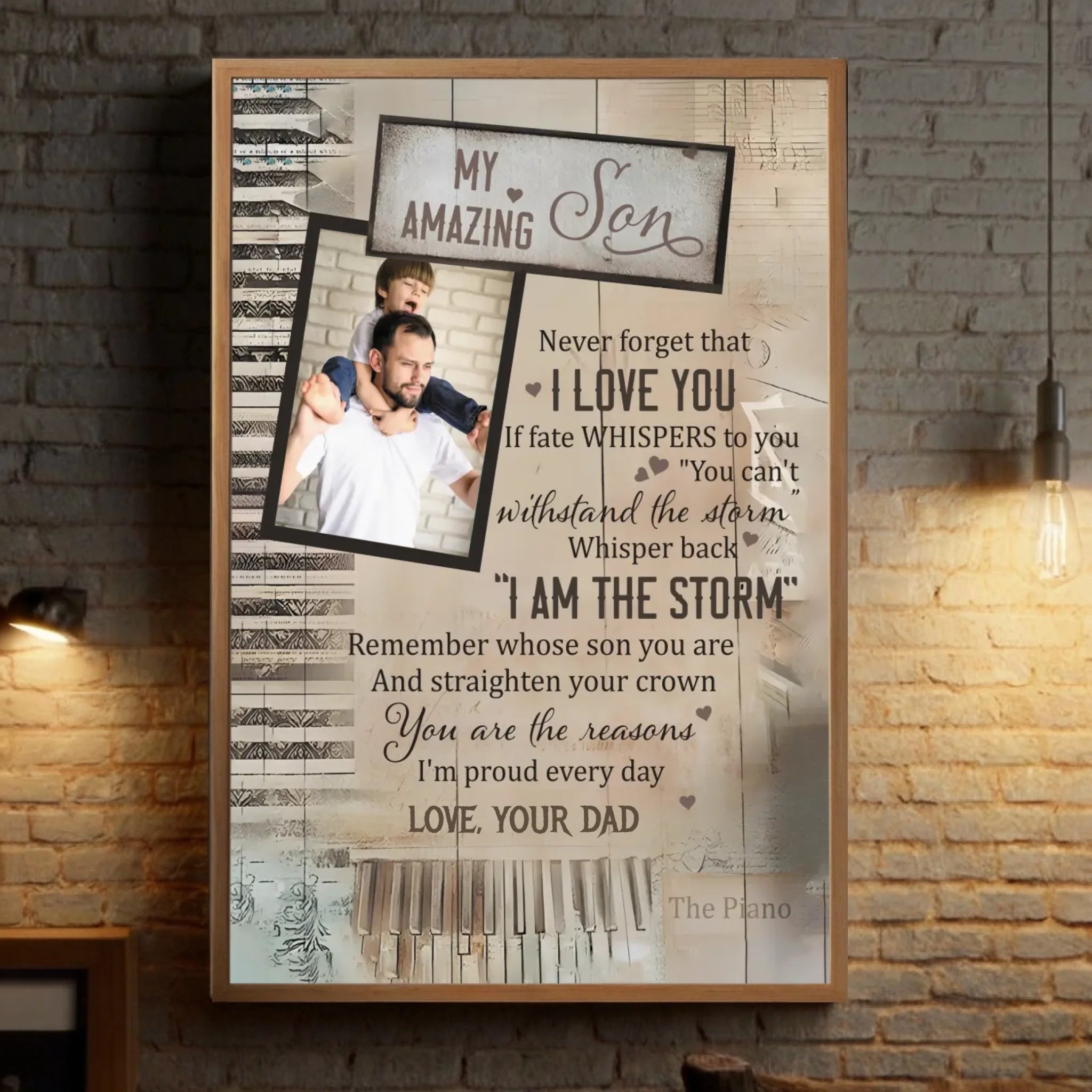 Empowering Personalized Poster for Your Son – Strength, Courage & Love - 89Prints
