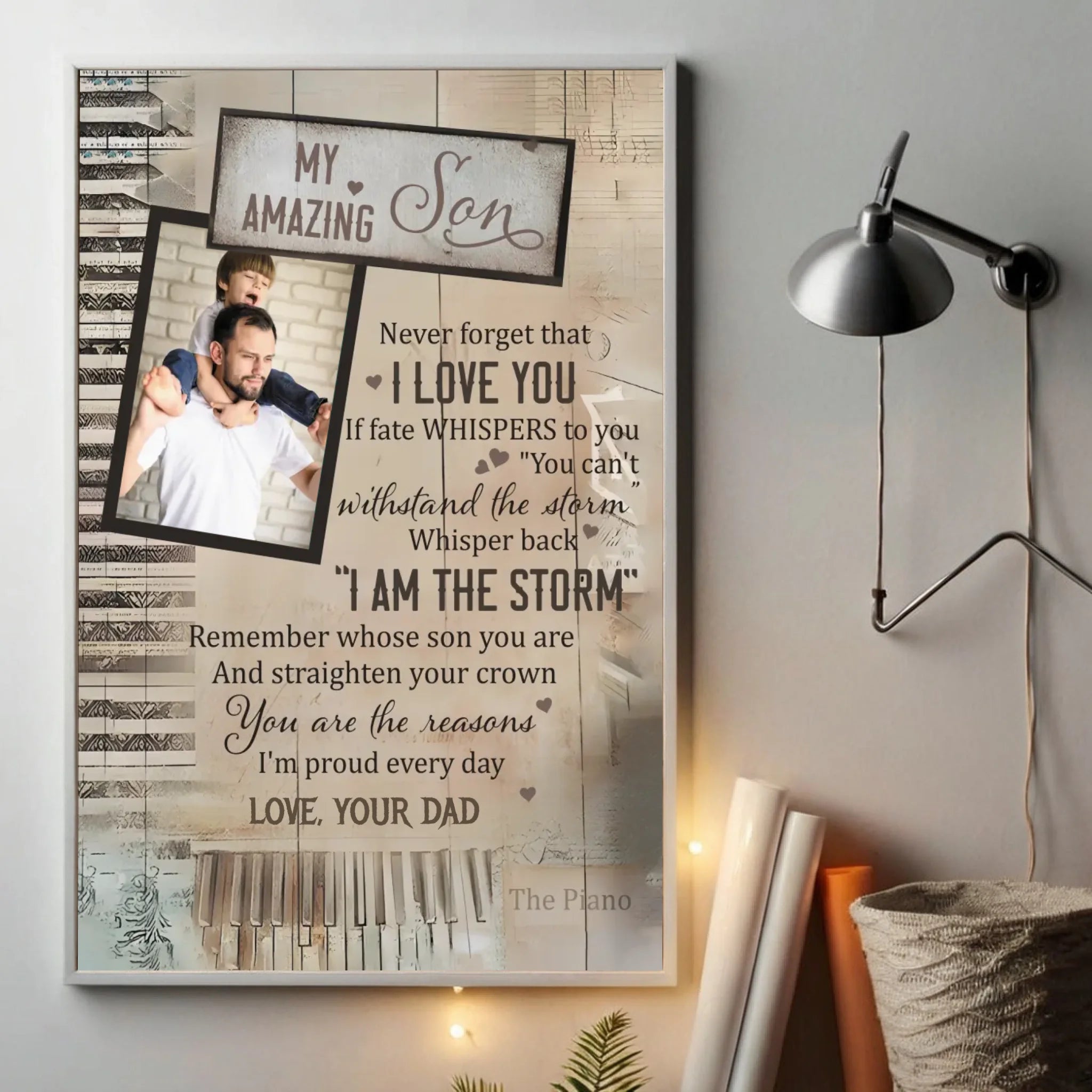 Empowering Personalized Poster for Your Son – Strength, Courage & Love - 89Prints