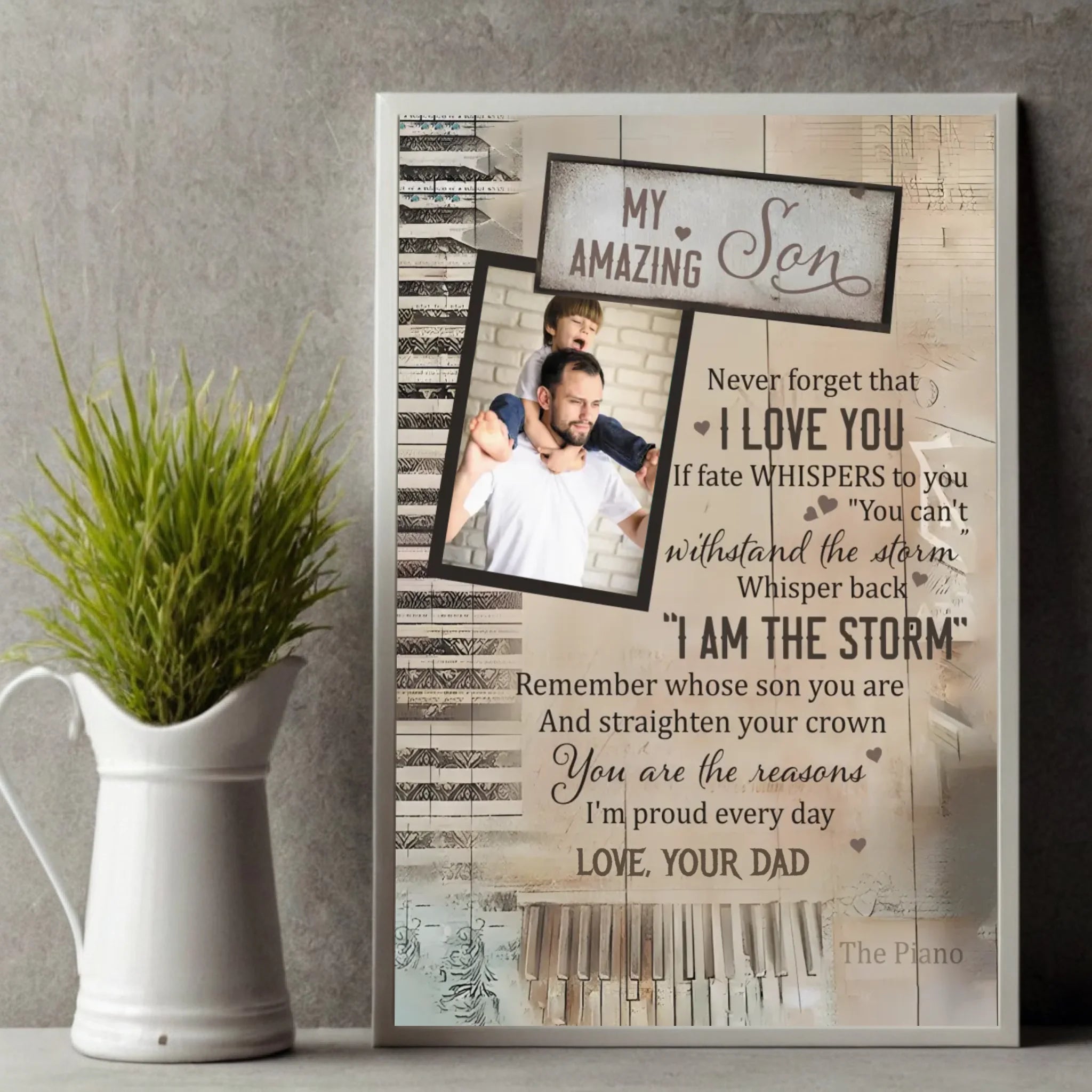Empowering Personalized Poster for Your Son – Strength, Courage & Love - 89Prints