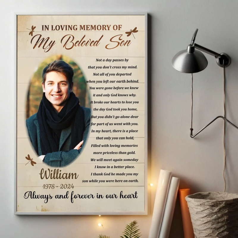 Touching Memorial Poster for Your Beloved Son – A Heartfelt Tribute - 89Prints