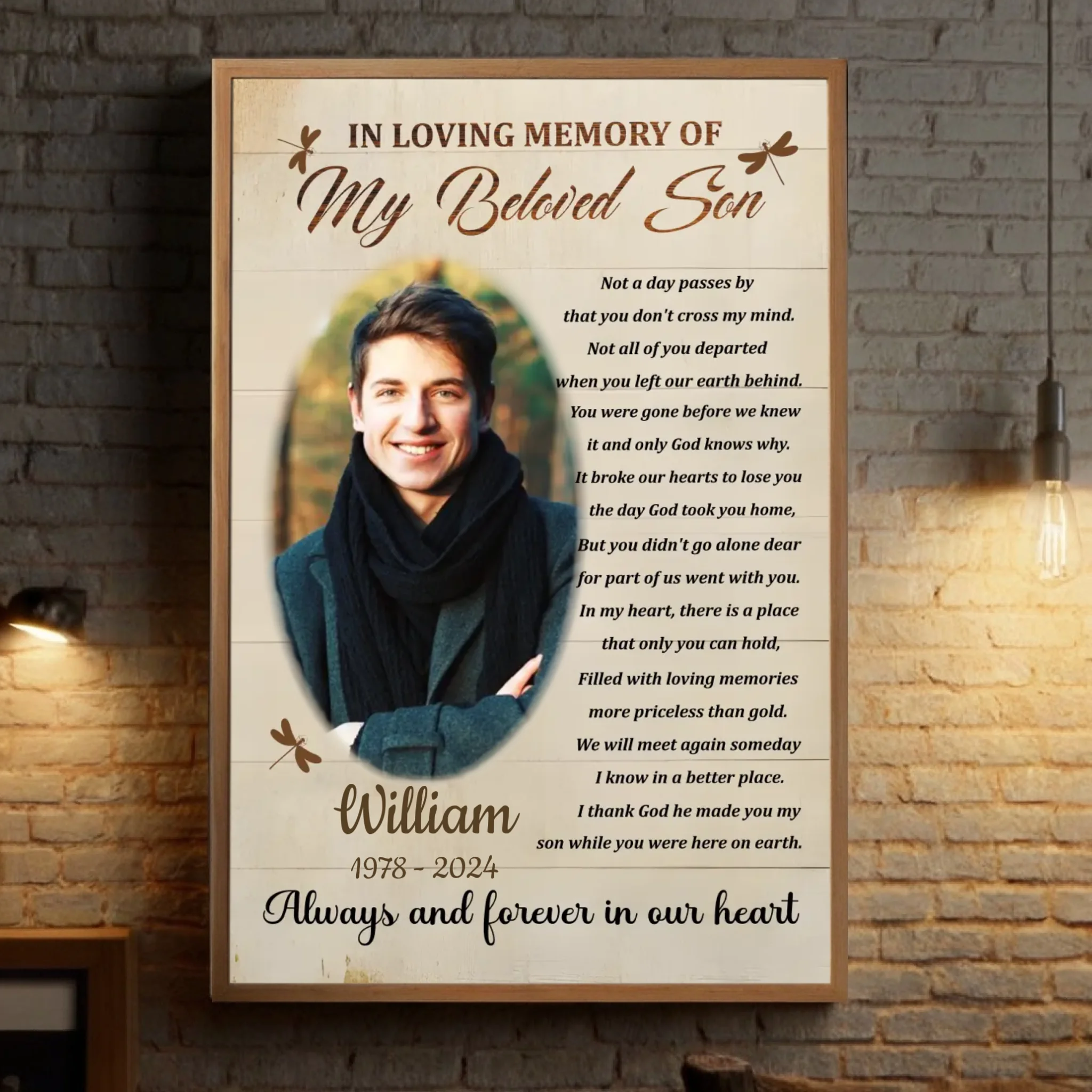 Touching Memorial Poster for Your Beloved Son – A Heartfelt Tribute - 89Prints