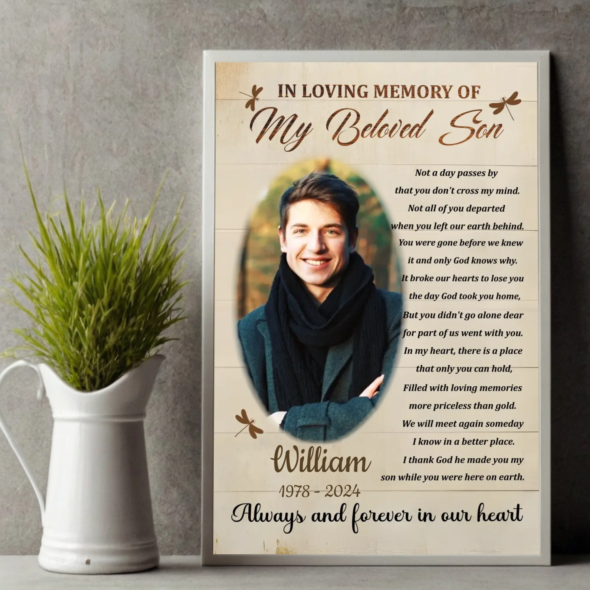 Touching Memorial Poster for Your Beloved Son – A Heartfelt Tribute - 89Prints