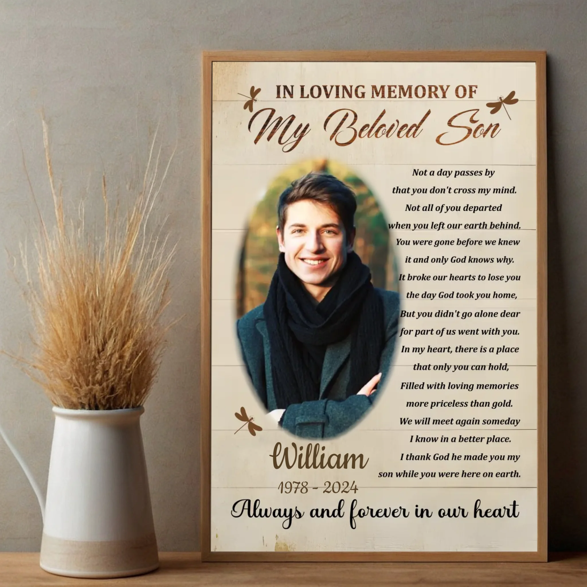 Touching Memorial Poster for Your Beloved Son – A Heartfelt Tribute - 89Prints