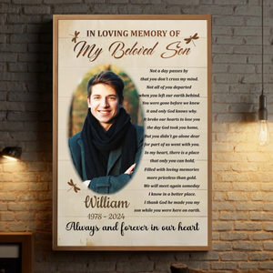 Touching Memorial Poster for Your Beloved Son – A Heartfelt Tribute - 89Prints