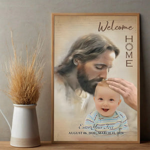 Customized Memorial Poster for Your Son – A Divine Embrace: 'Welcome Home' Memorial Poster- 89Prints