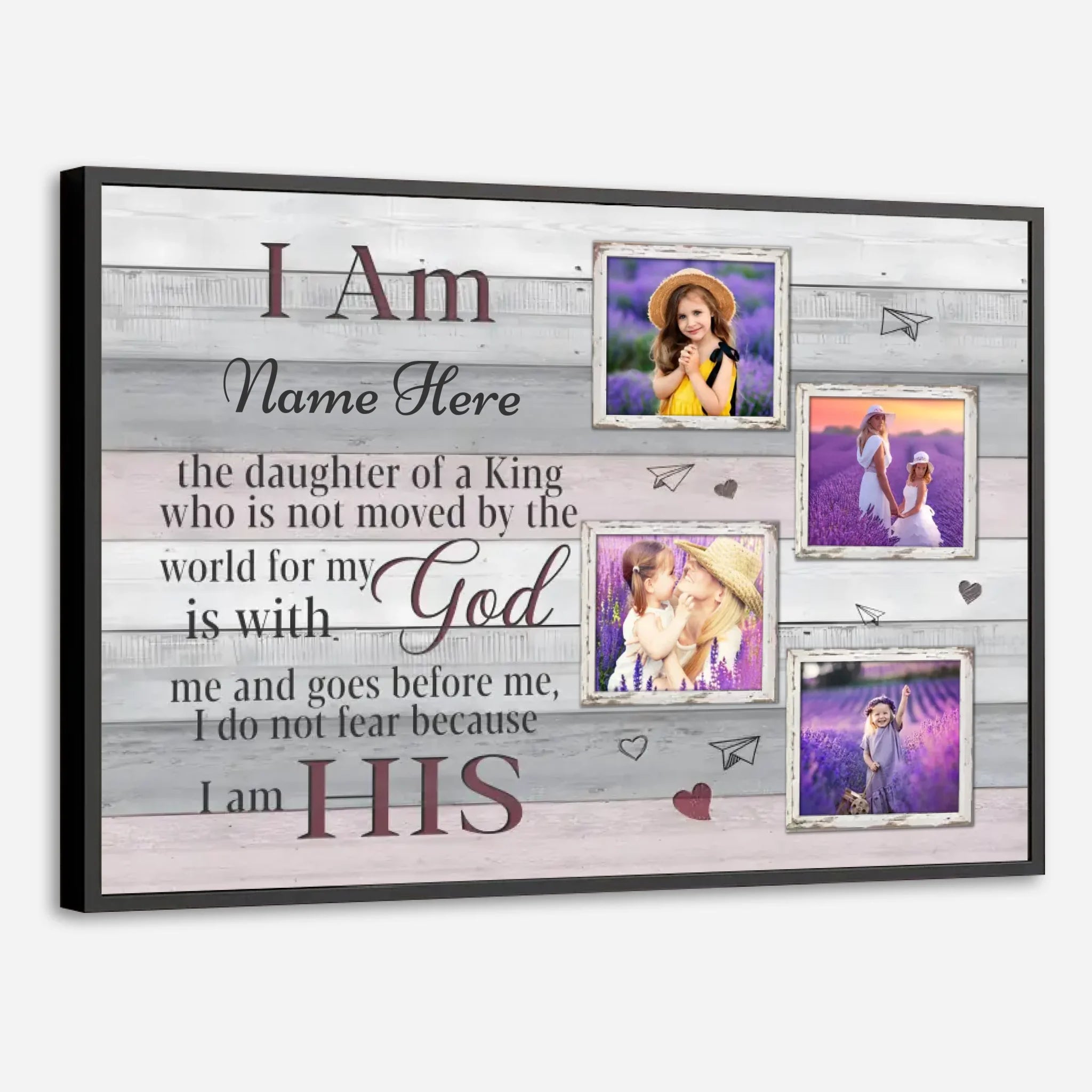 I Am His – Christian Poster for Daughter with Custom Name & Photos - 89Prints