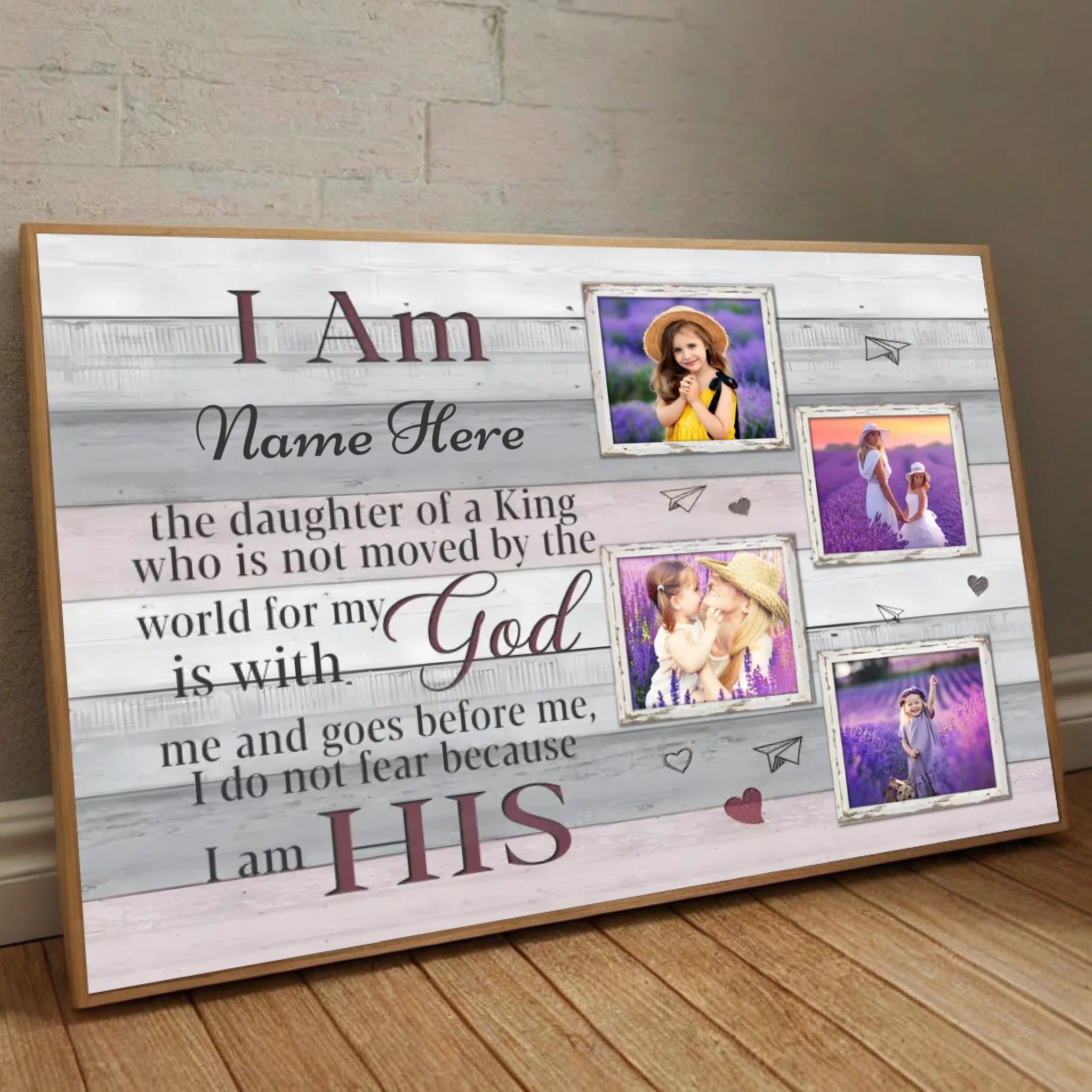 I Am His – Christian Poster for Daughter with Custom Name & Photos - 89Prints