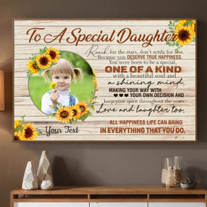 Daughter Poster - To My Special Girl with Custom Photo & Name, Sunflower Design - 89Prints