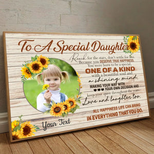 Daughter Poster - To My Special Girl with Custom Photo & Name, Sunflower Design - 89Prints