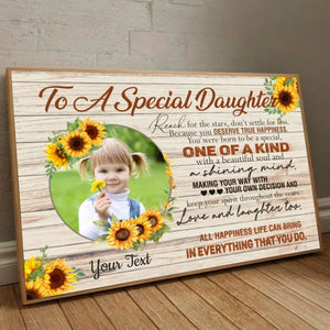 Daughter Poster - To My Special Girl with Custom Photo & Name, Sunflower Design - 89Prints