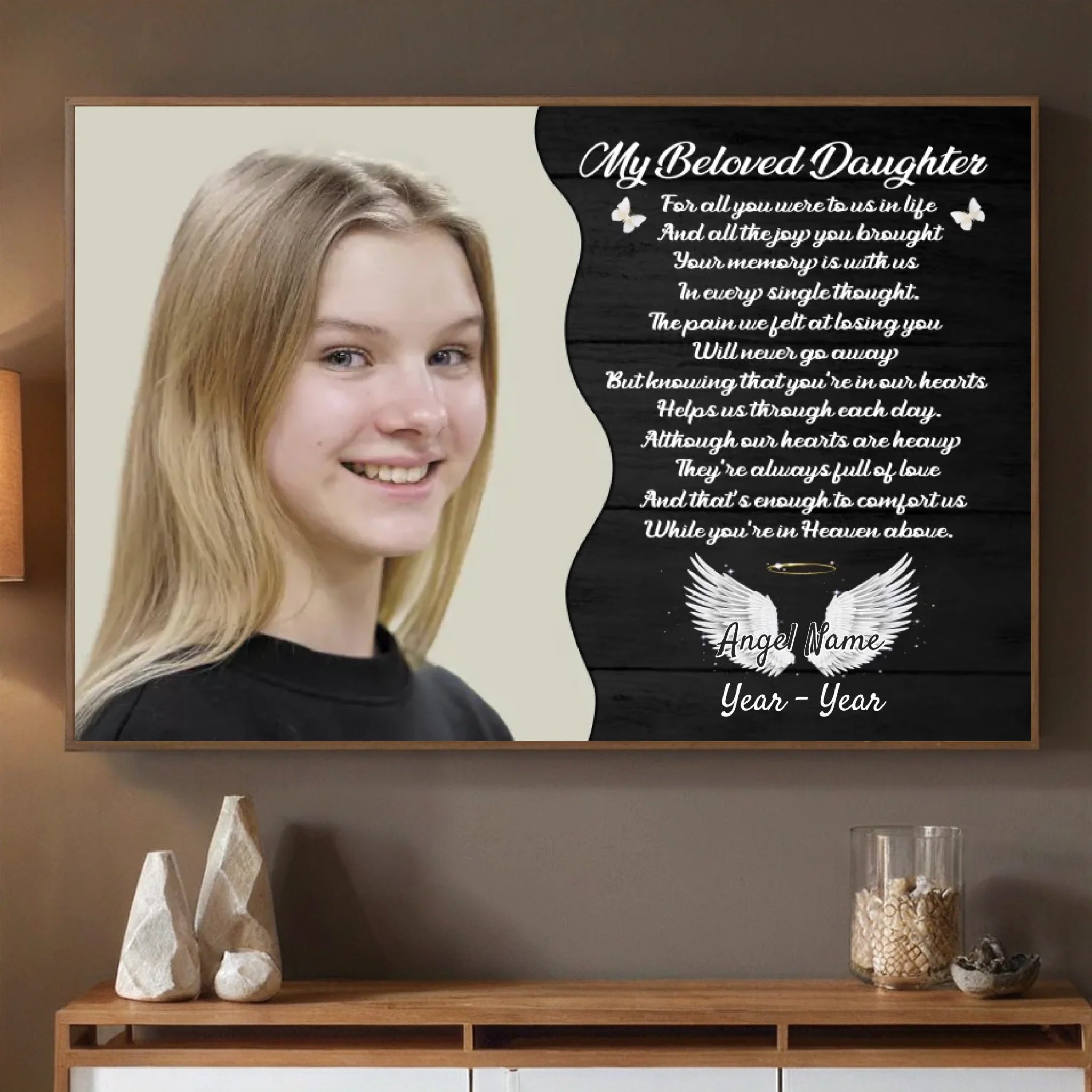 Forever in Our Hearts: A Personalized Memorial Poster for Your Daughter - 89Prints