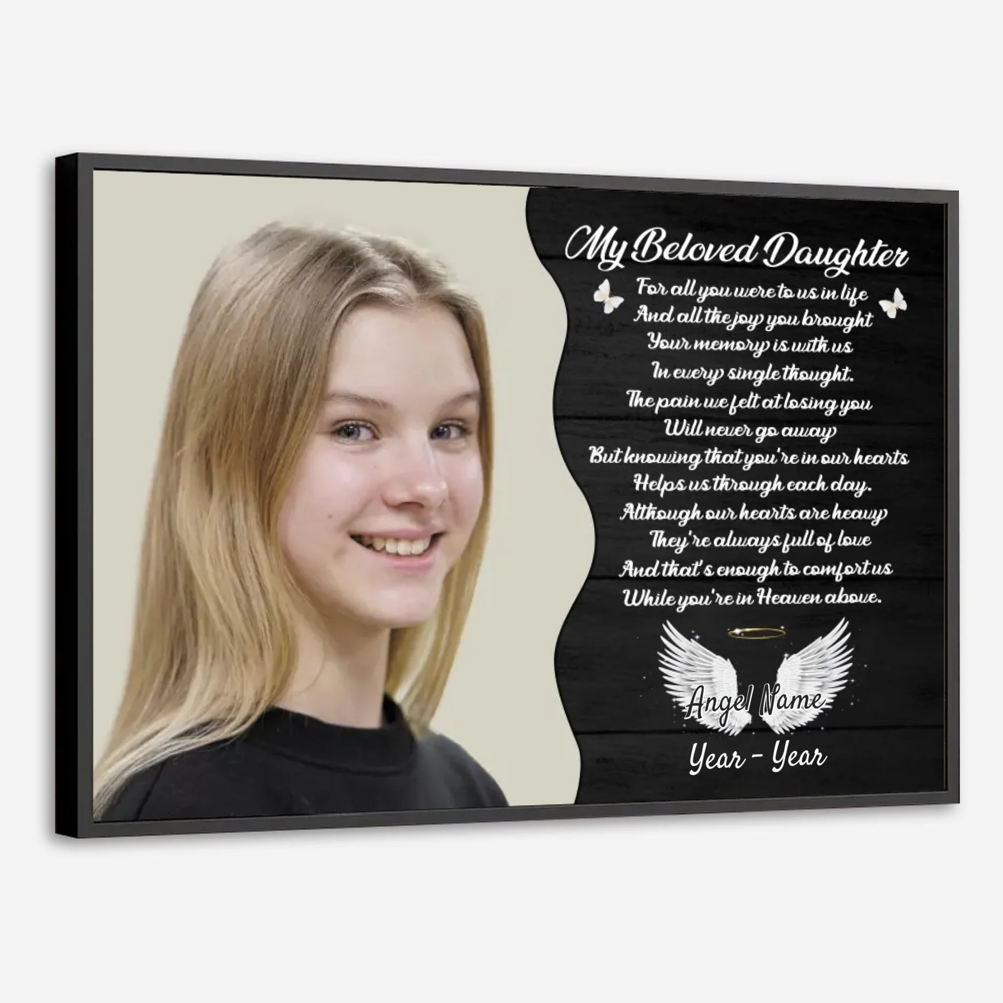 Forever in Our Hearts: A Personalized Memorial Poster for Your Daughter - 89Prints