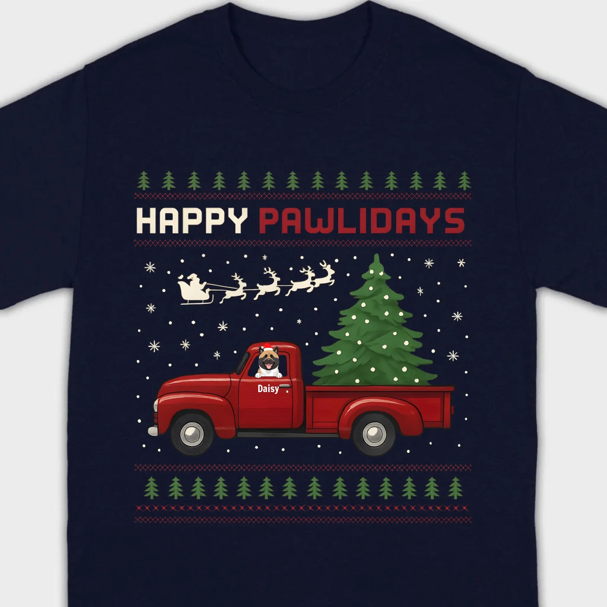 Personalized “Happy Pawlidays” Tee – Unique Custom Christmas Gift for Dog Lovers - 89Prints