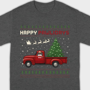 Personalized “Happy Pawlidays” Tee – Unique Custom Christmas Gift for Dog Lovers - 89Prints