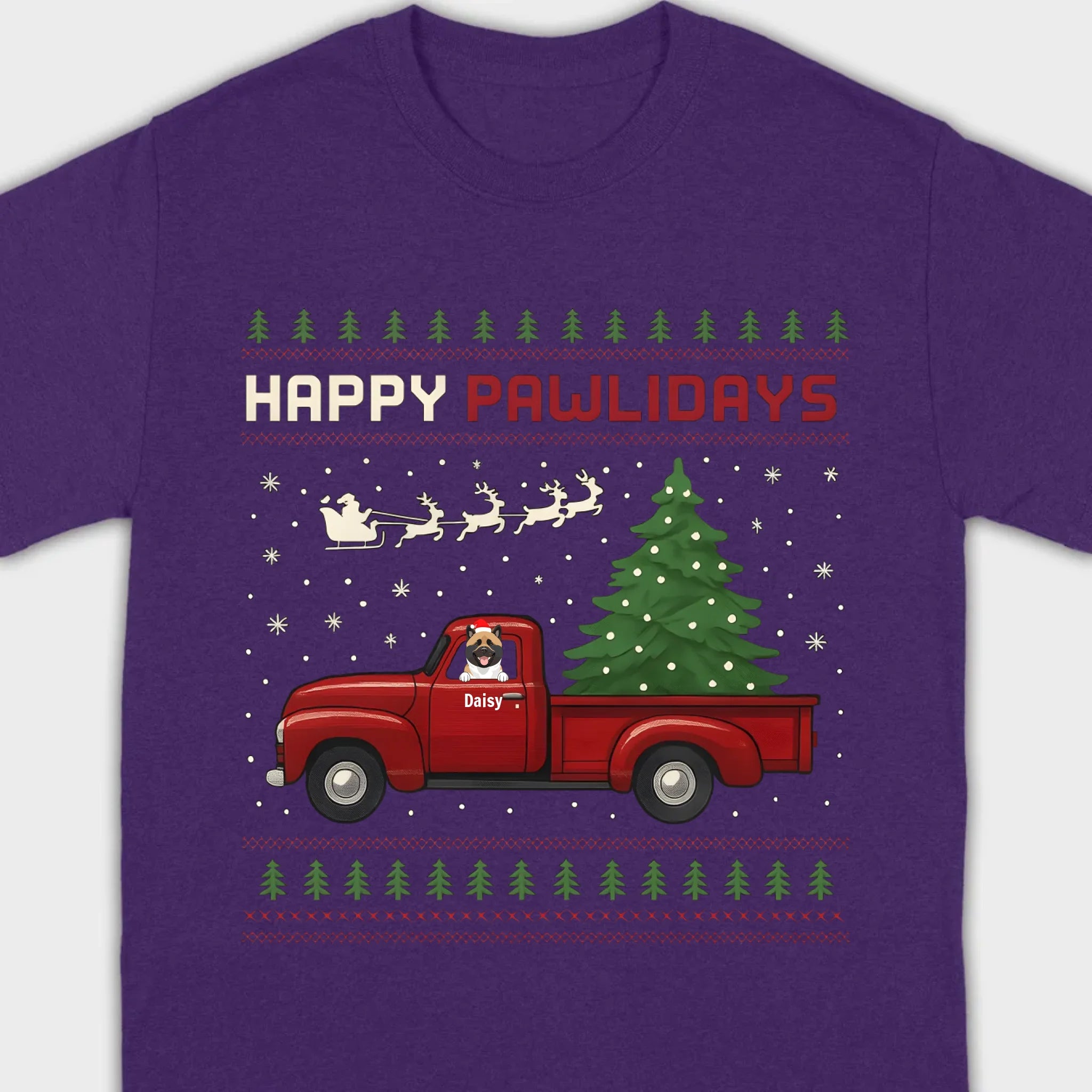 Personalized “Happy Pawlidays” Tee – Unique Custom Christmas Gift for Dog Lovers - 89Prints
