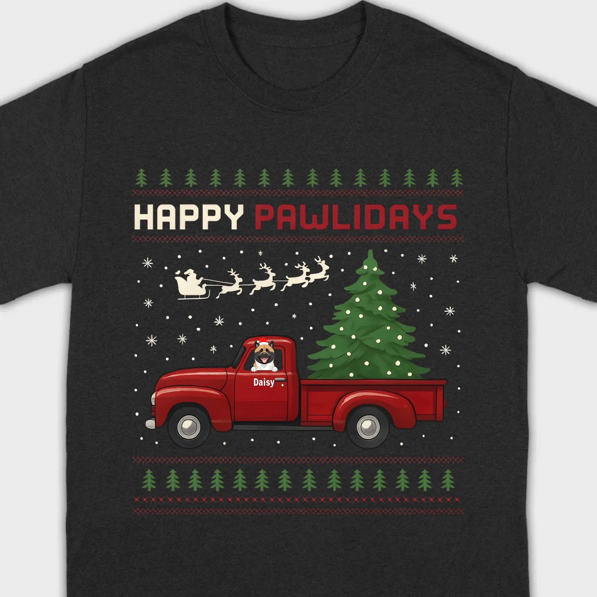 Personalized “Happy Pawlidays” Tee – Unique Custom Christmas Gift for Dog Lovers - 89Prints