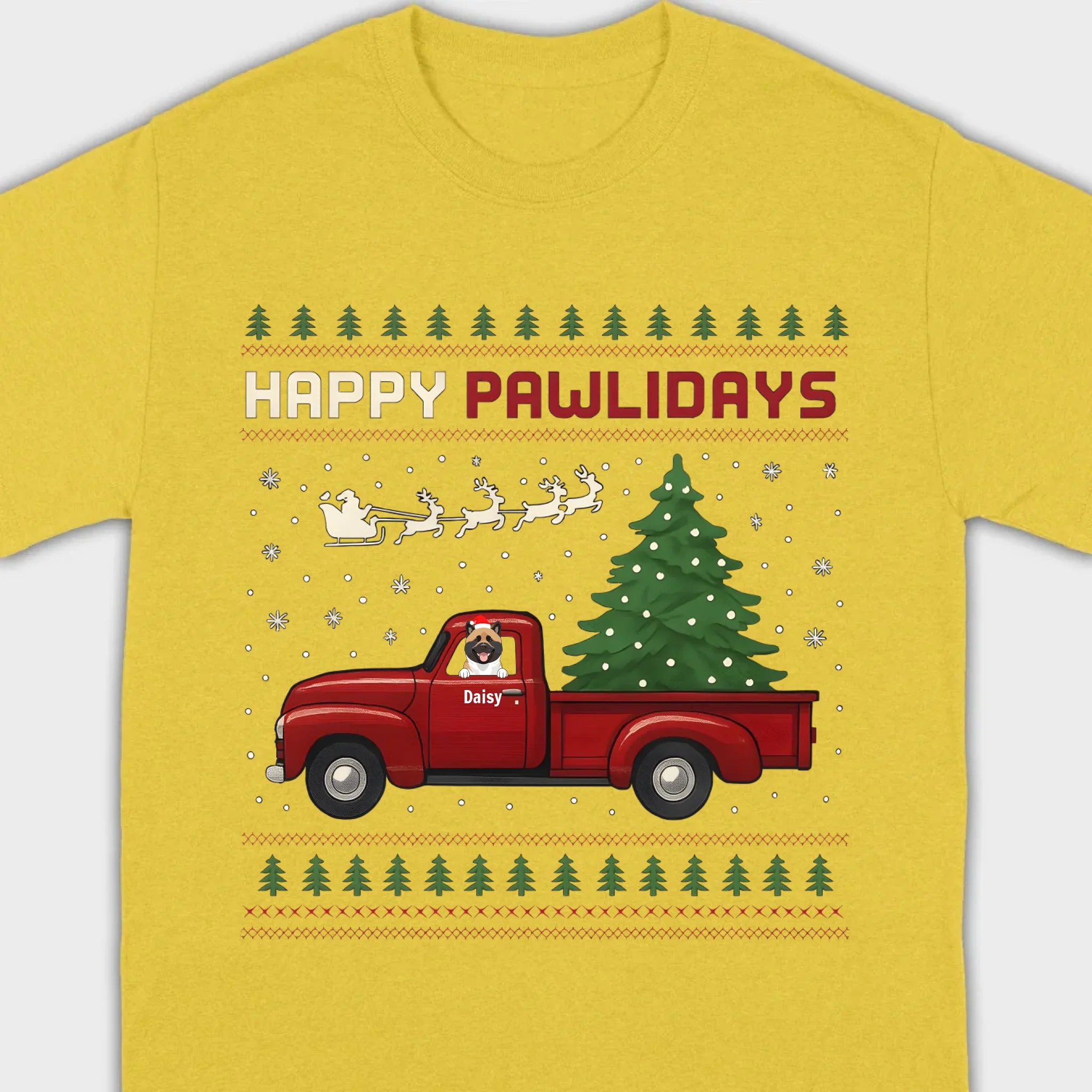 Personalized “Happy Pawlidays” Tee – Unique Custom Christmas Gift for Dog Lovers - 89Prints