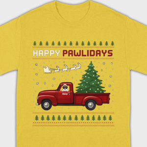 Personalized “Happy Pawlidays” Tee – Unique Custom Christmas Gift for Dog Lovers - 89Prints