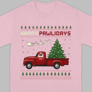 Personalized “Happy Pawlidays” Tee – Unique Custom Christmas Gift for Dog Lovers - 89Prints