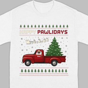 Personalized “Happy Pawlidays” Tee – Unique Custom Christmas Gift for Dog Lovers - 89Prints