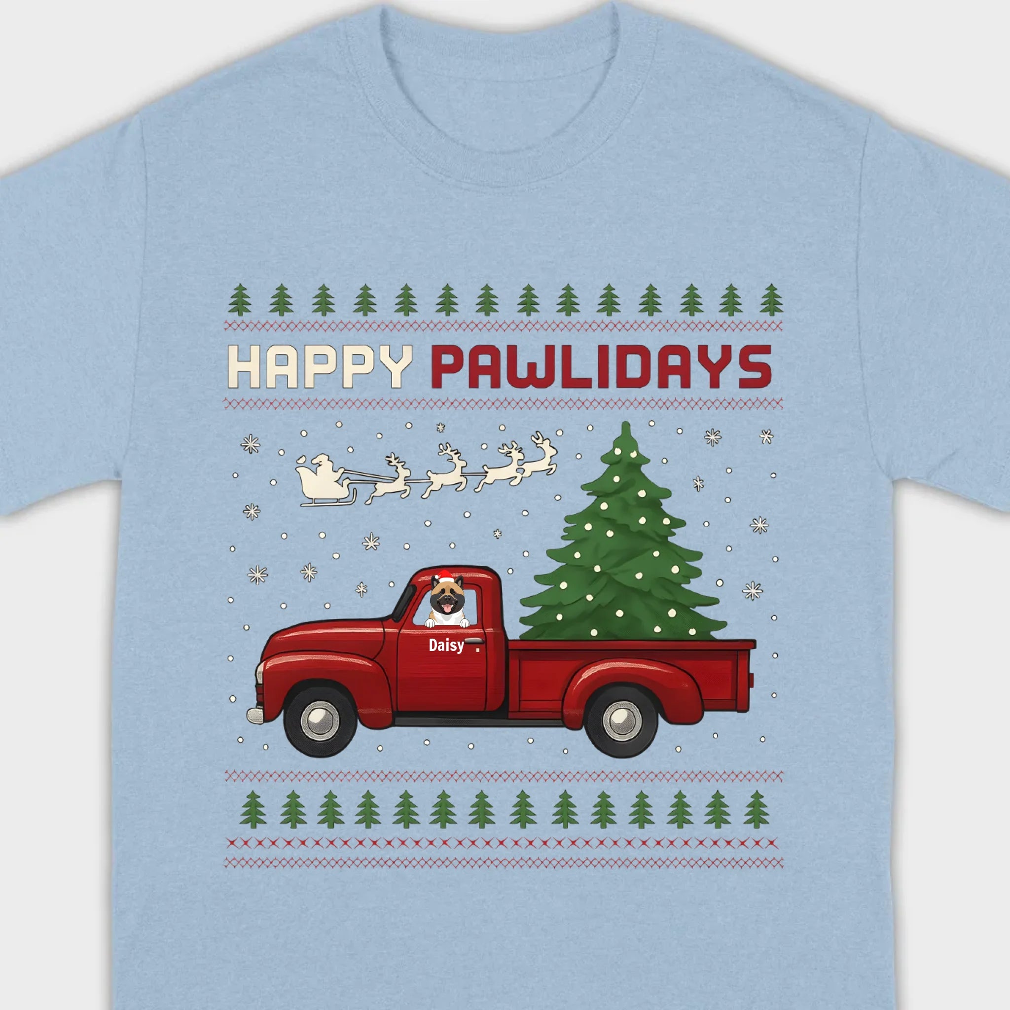 Personalized “Happy Pawlidays” Tee – Unique Custom Christmas Gift for Dog Lovers - 89Prints