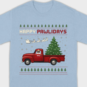 Personalized “Happy Pawlidays” Tee – Unique Custom Christmas Gift for Dog Lovers - 89Prints