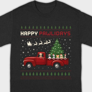 Personalized “Happy Pawlidays” Tee – Unique Custom Christmas Gift for Dog Lovers - 89Prints
