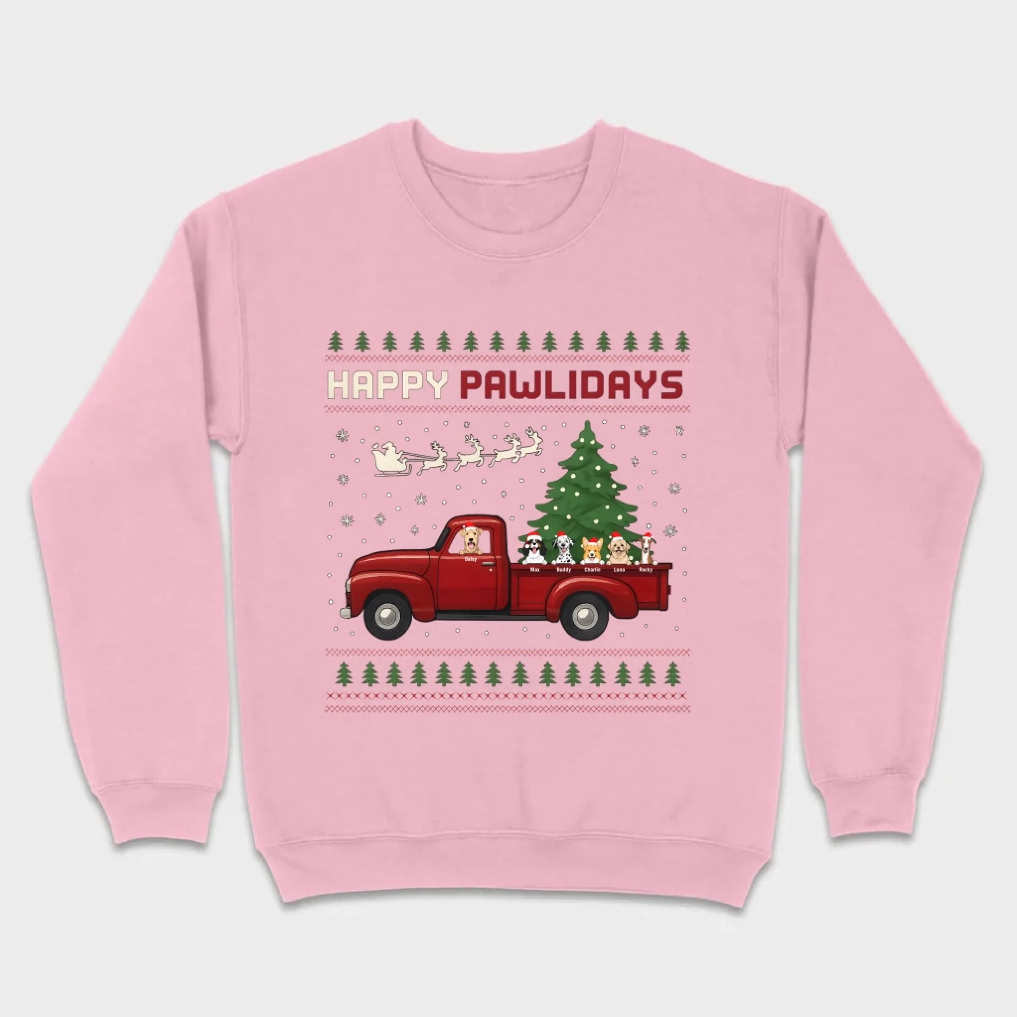 Personalized “Happy Pawlidays” Tee – Unique Custom Christmas Gift for Dog Lovers - 89Prints