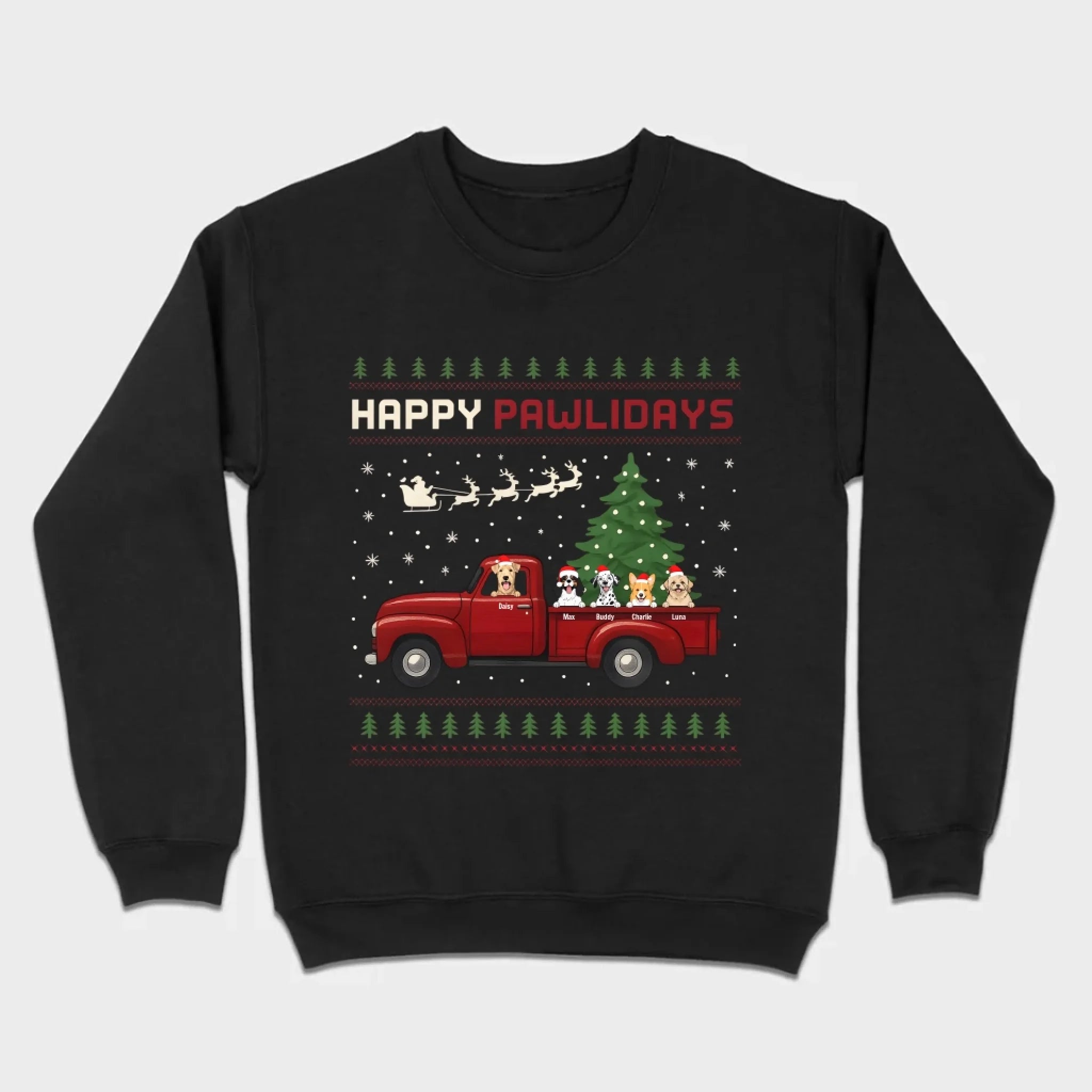 Personalized “Happy Pawlidays” Tee – Unique Custom Christmas Gift for Dog Lovers - 89Prints