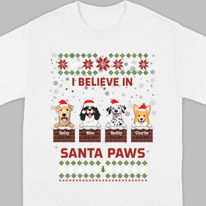 Personalized Santa Paws Christmas Tee – Custom Dog Name - 89Prints