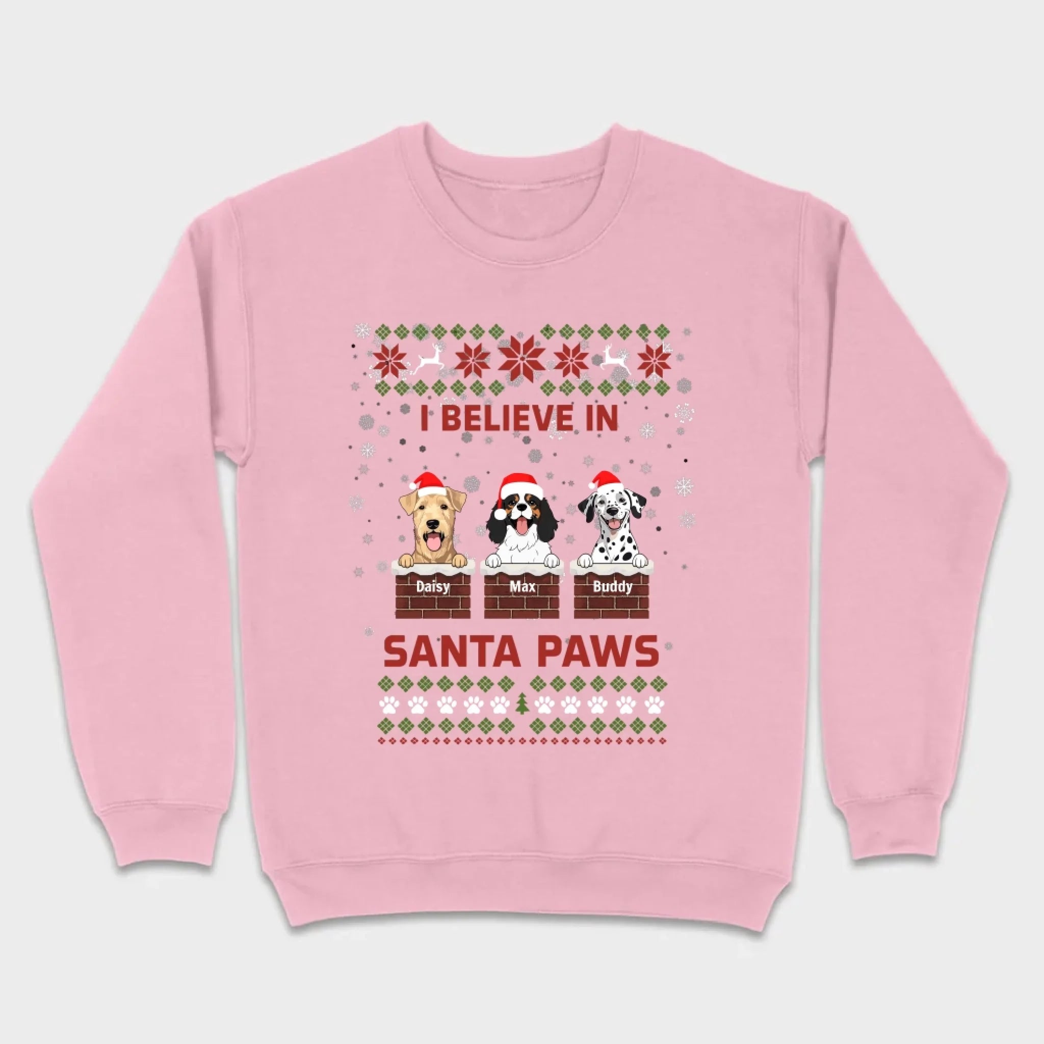 Personalized Santa Paws Christmas Tee – Custom Dog Name - 89Prints