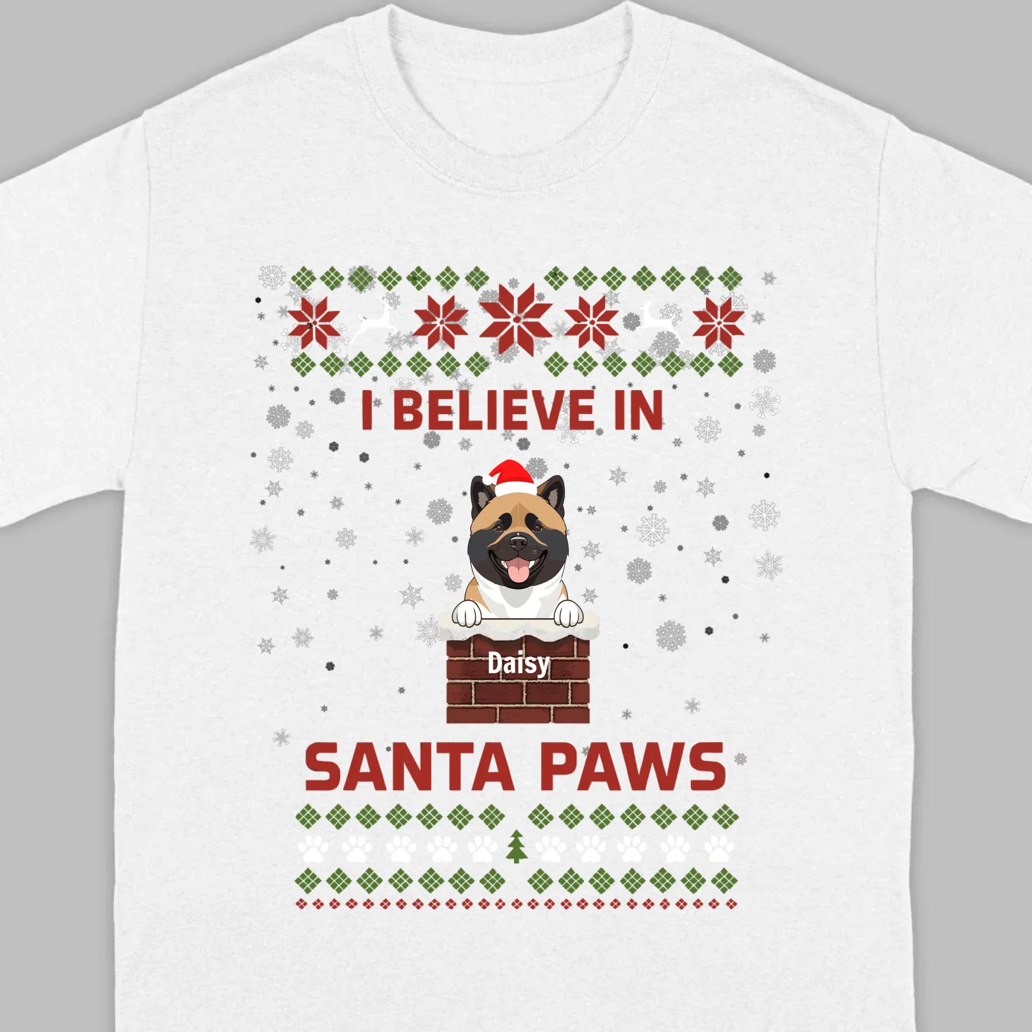 Personalized Santa Paws Christmas Tee – Custom Dog Name - 89Prints