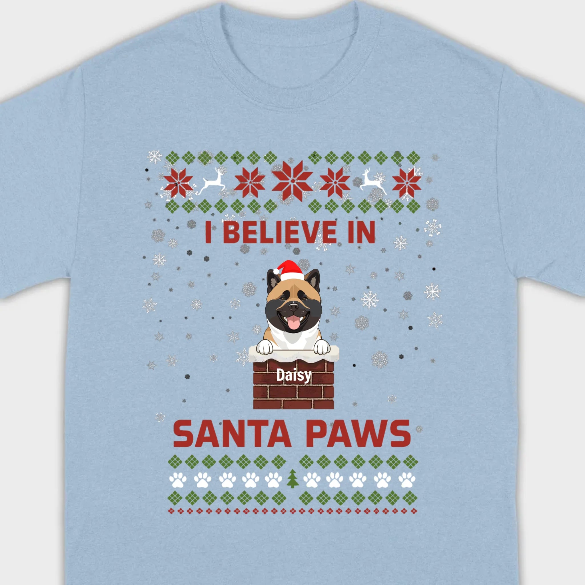 Personalized Santa Paws Christmas Tee – Custom Dog Name - 89Prints