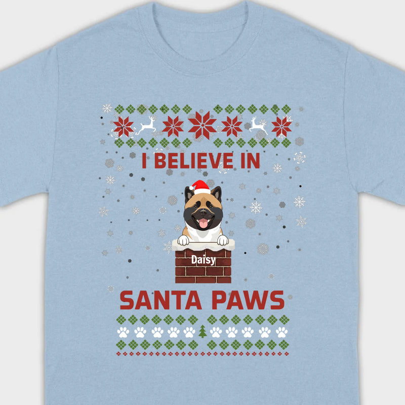 Personalized Santa Paws Christmas Tee – Custom Dog Name - 89Prints