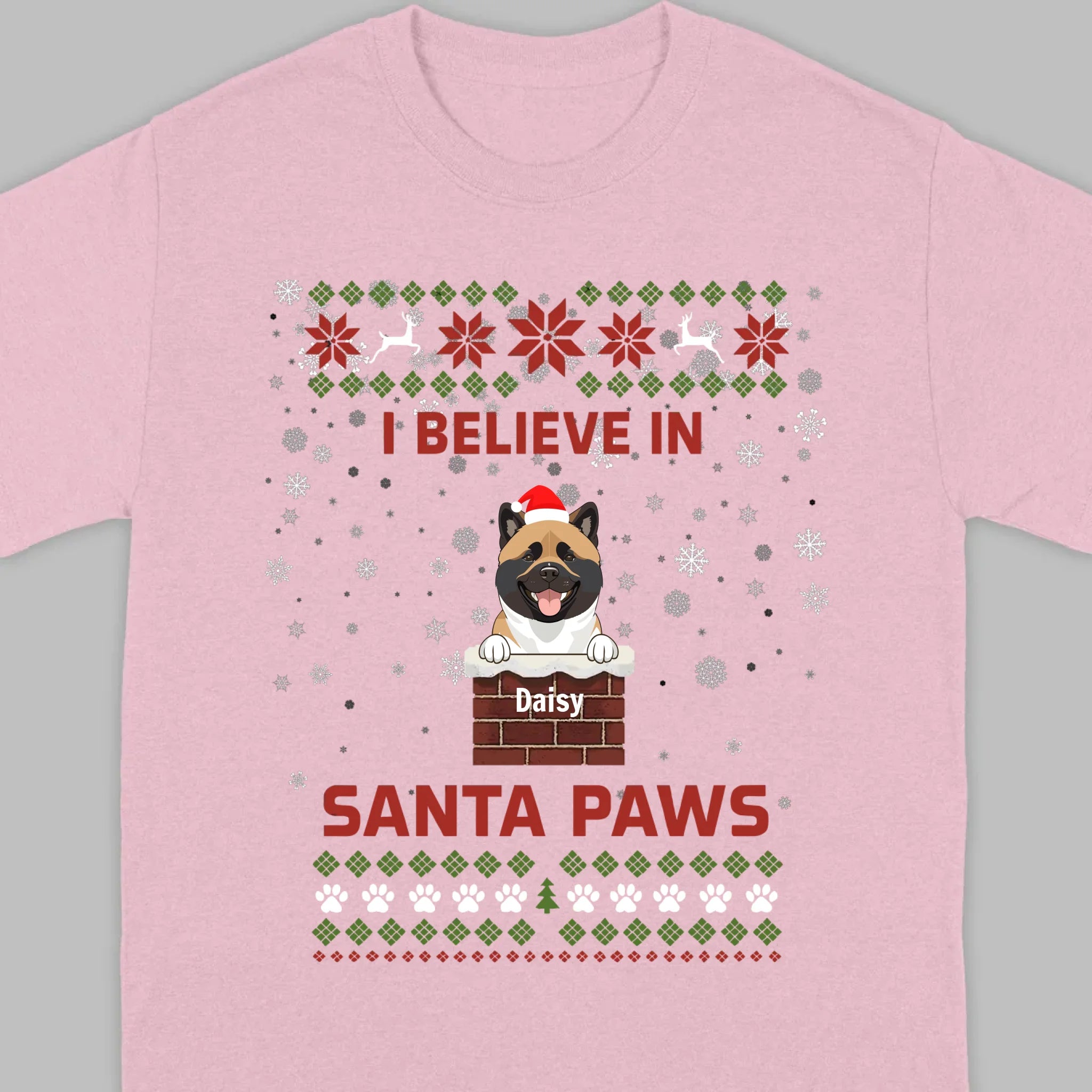 Personalized Santa Paws Christmas Tee – Custom Dog Name - 89Prints