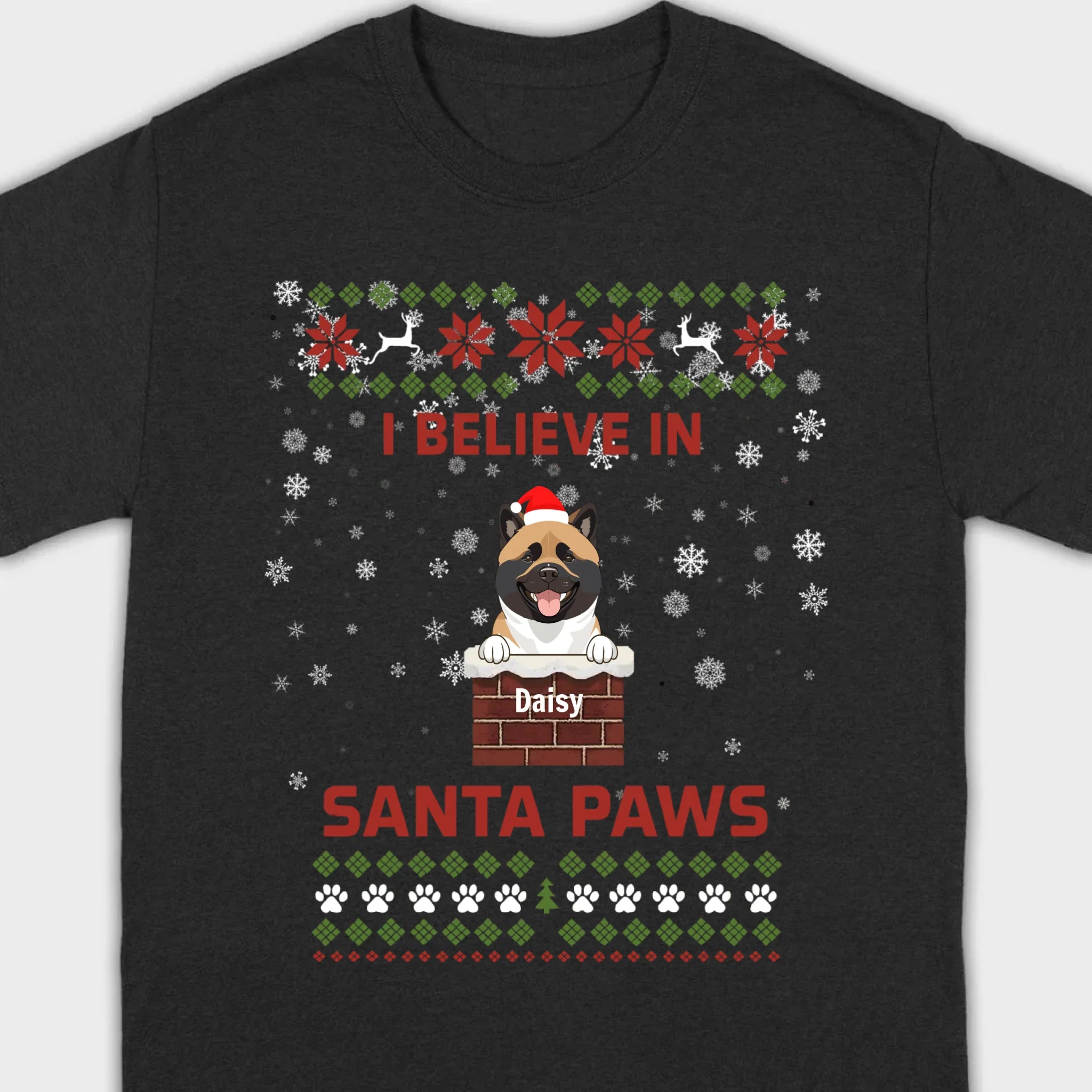 Personalized Santa Paws Christmas Tee – Custom Dog Name - 89Prints