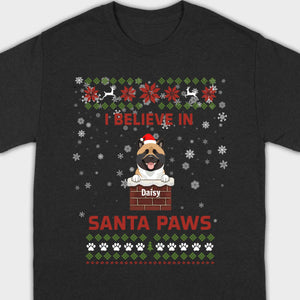 Personalized Santa Paws Christmas Tee – Custom Dog Name - 89Prints