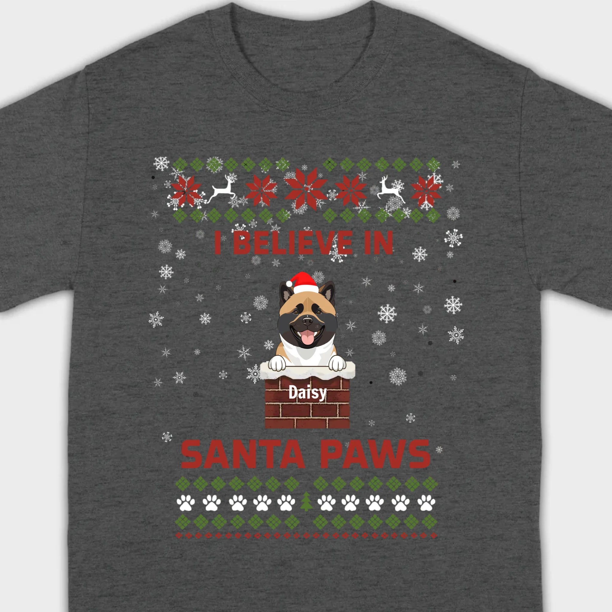 Personalized Santa Paws Christmas Tee – Custom Dog Name - 89Prints