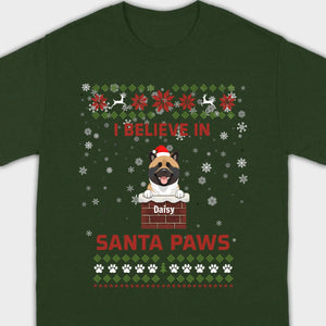 Personalized Santa Paws Christmas Tee – Custom Dog Name - 89Prints