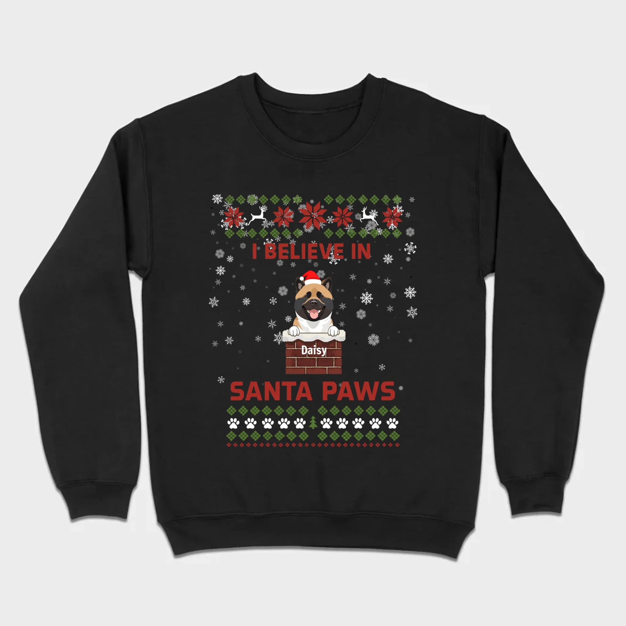 Personalized Santa Paws Christmas Tee – Custom Dog Name - 89Prints