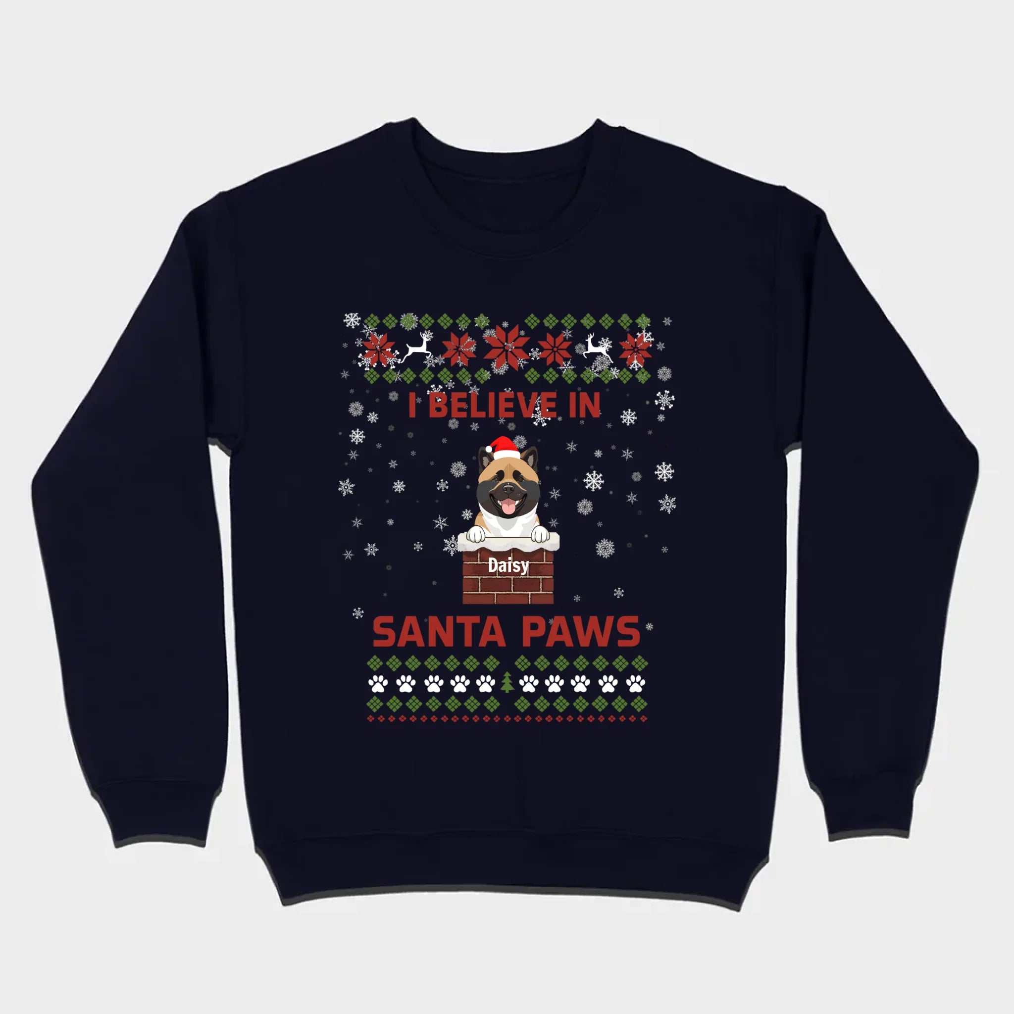 Personalized Santa Paws Christmas Tee – Custom Dog Name - 89Prints
