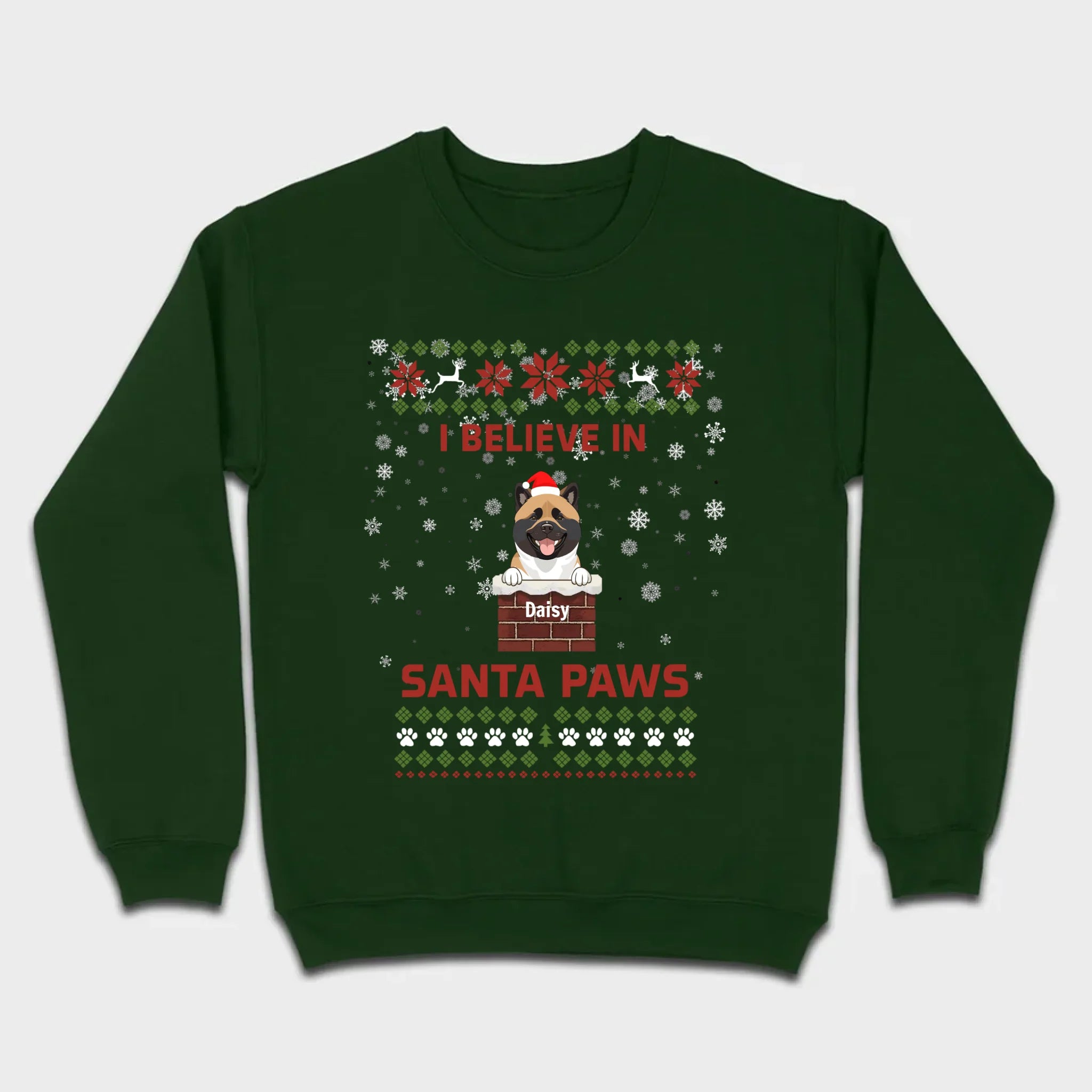 Personalized Santa Paws Christmas Tee – Custom Dog Name - 89Prints