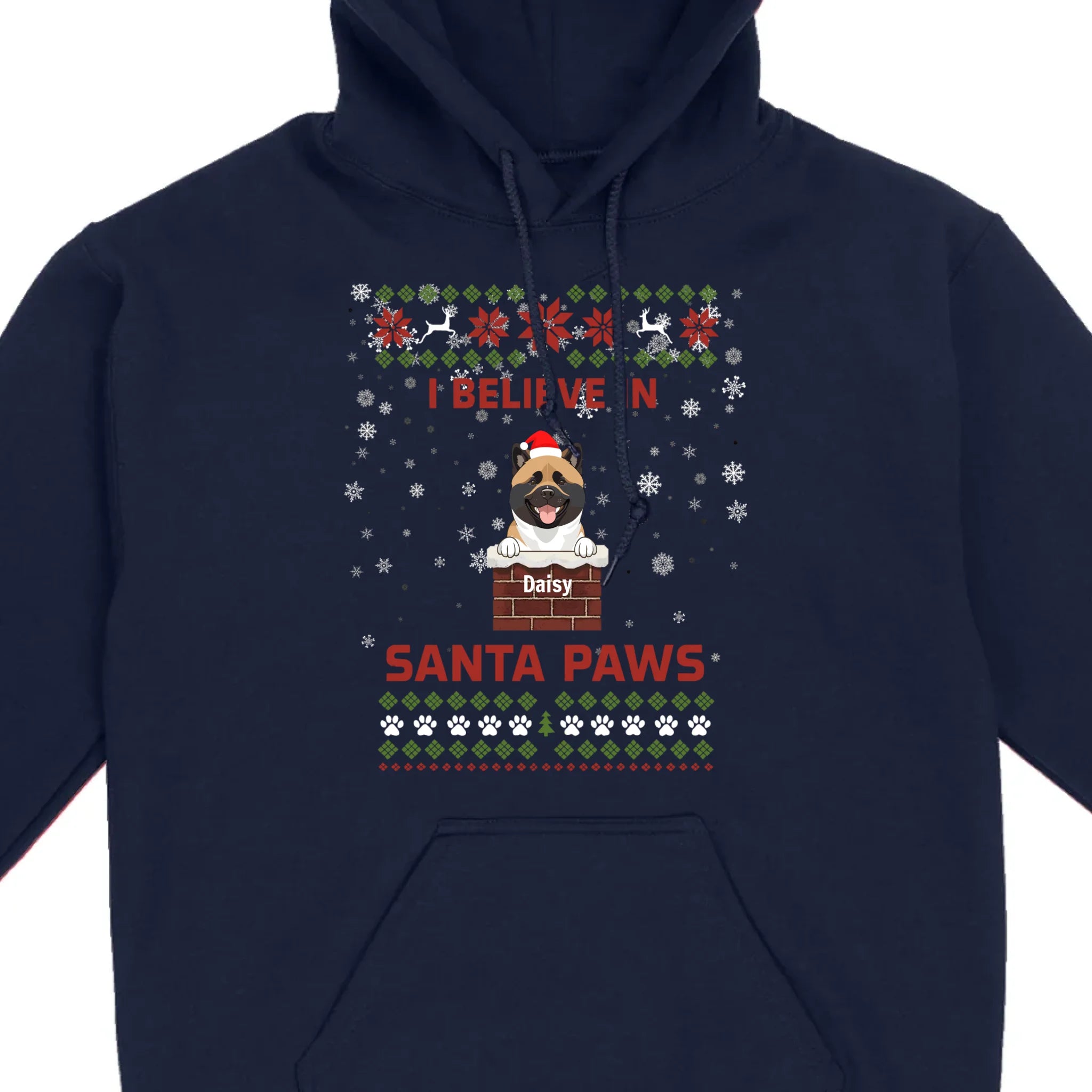 Personalized Santa Paws Christmas Tee – Custom Dog Name - 89Prints