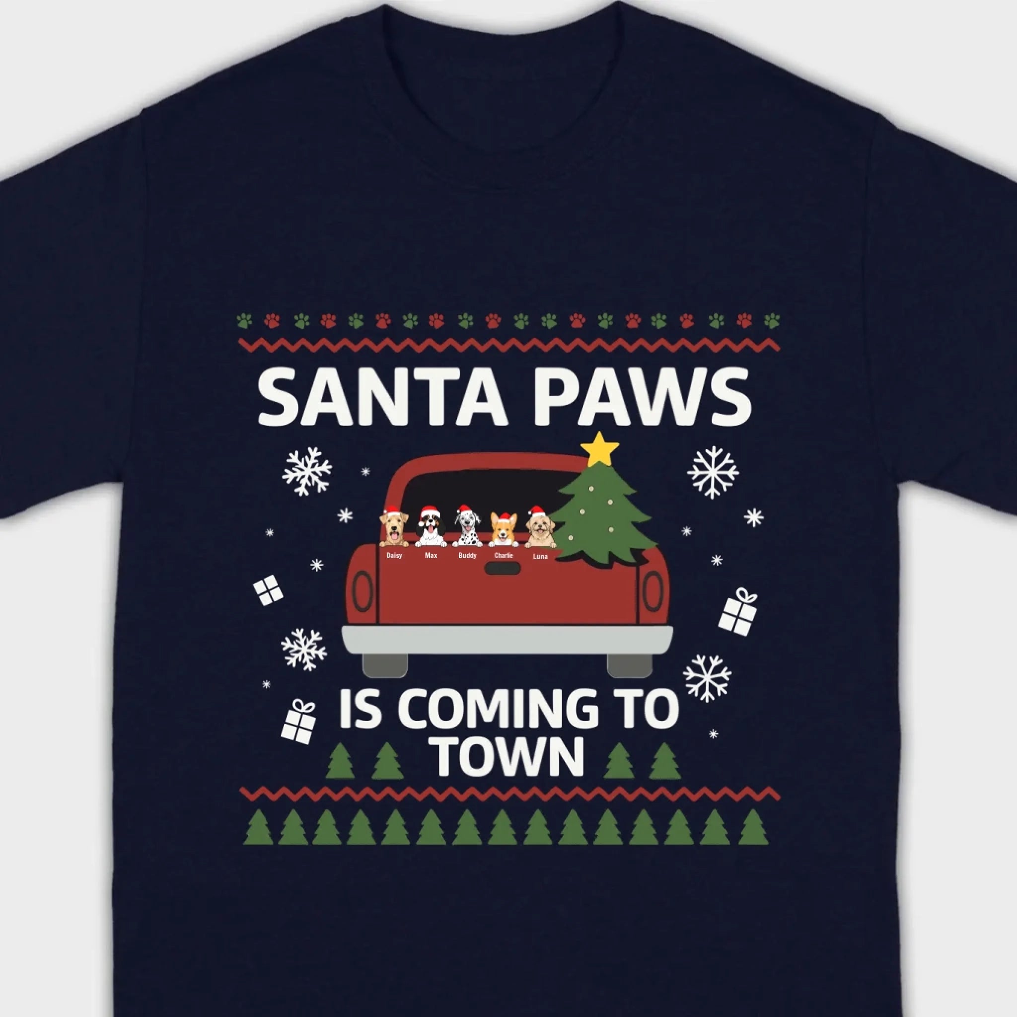 Dog Lover Christmas Gift Shirt – Santa Paws is Coming to Town - 89Prints