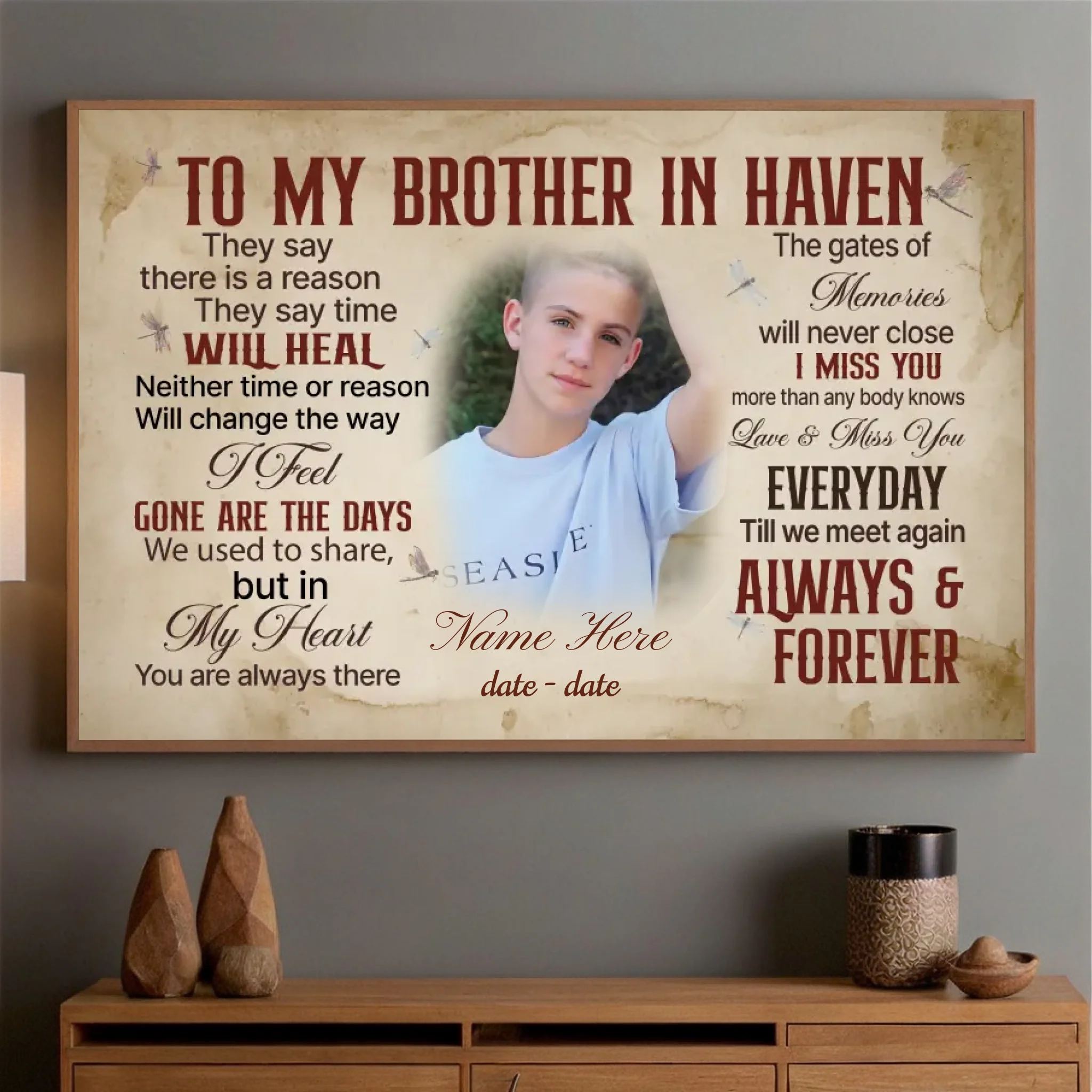 In Loving Memory: Heartfelt Poster for a Brother in Heaven - 89Prints