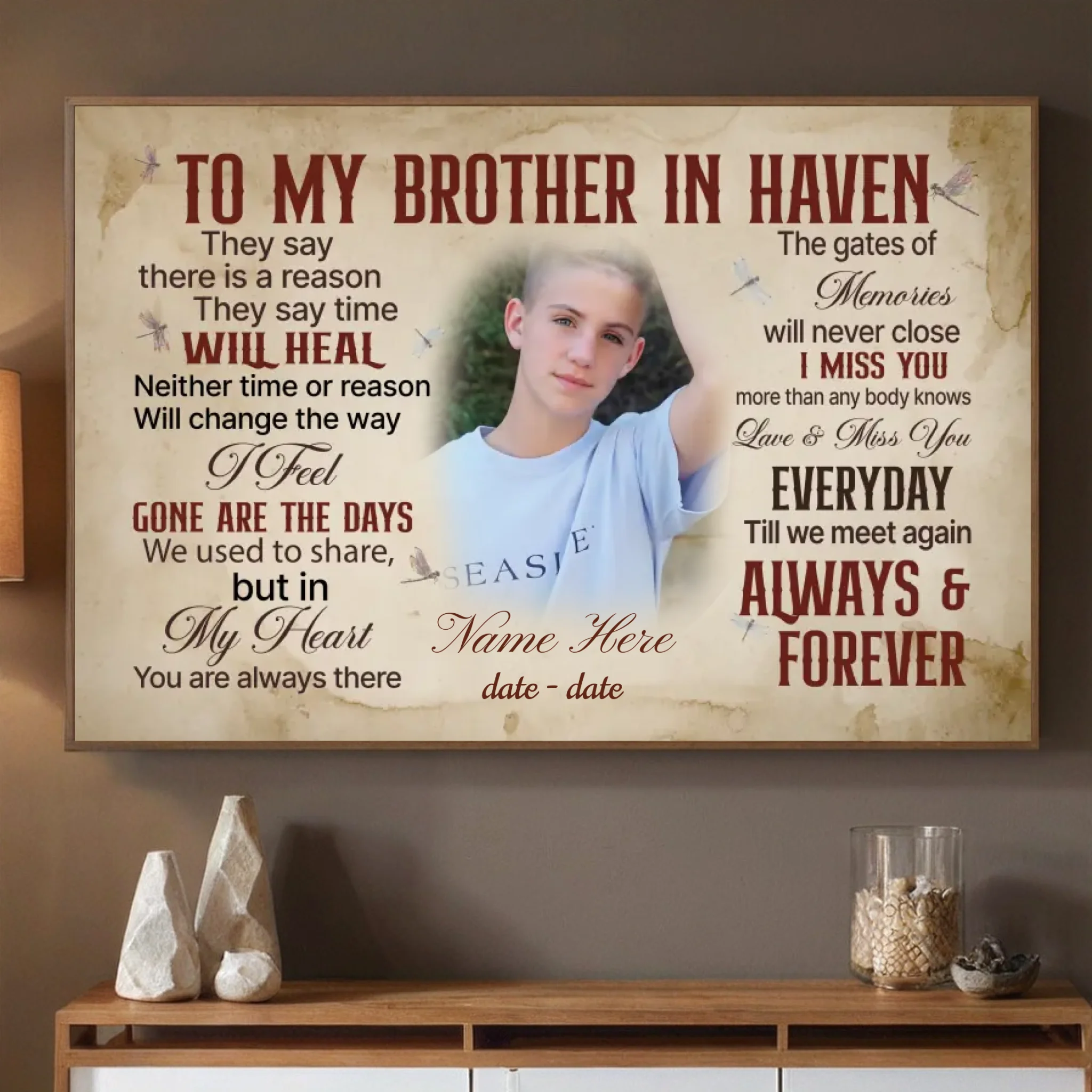 In Loving Memory: Heartfelt Poster for a Brother in Heaven - 89Prints