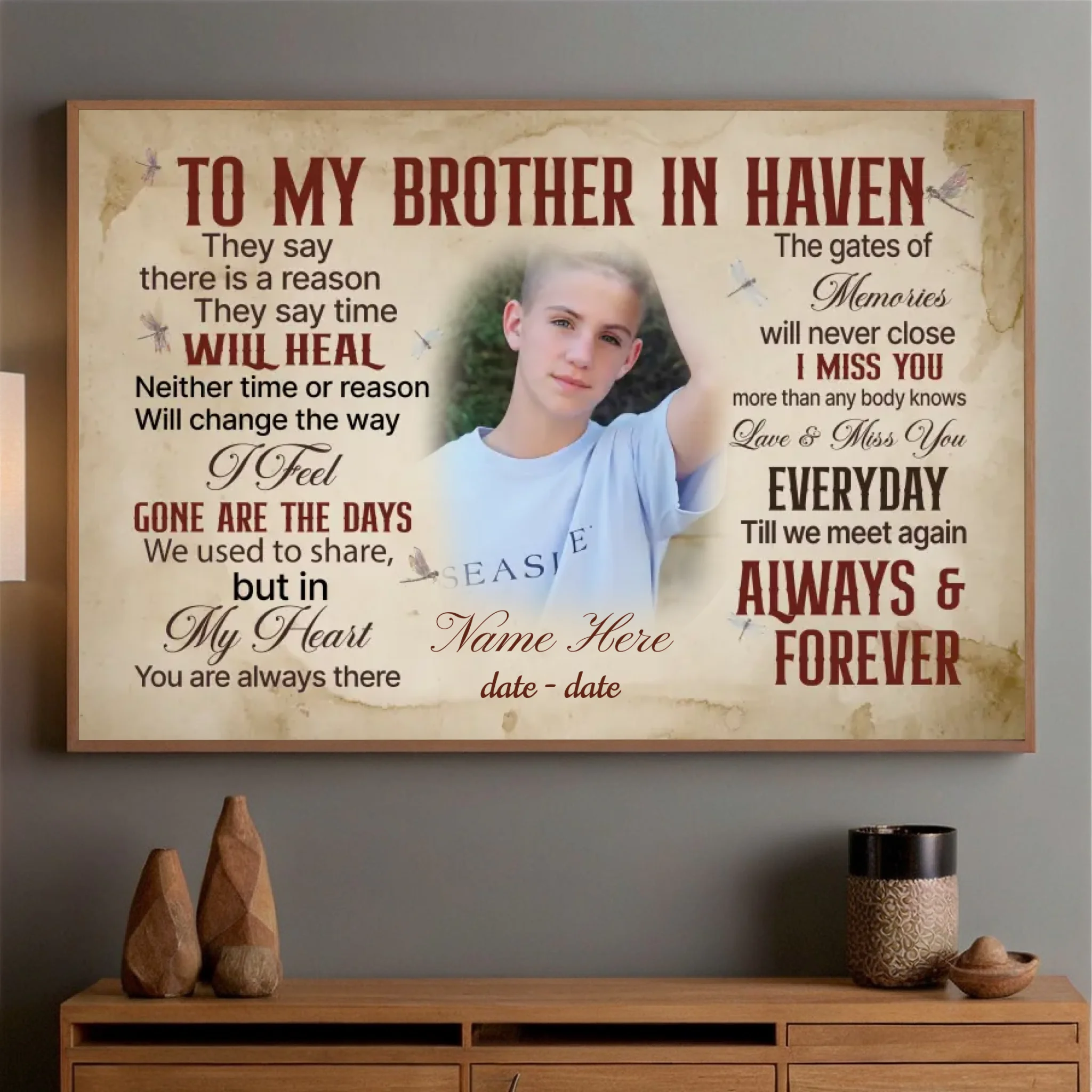 In Loving Memory: Heartfelt Poster for a Brother in Heaven - 89Prints